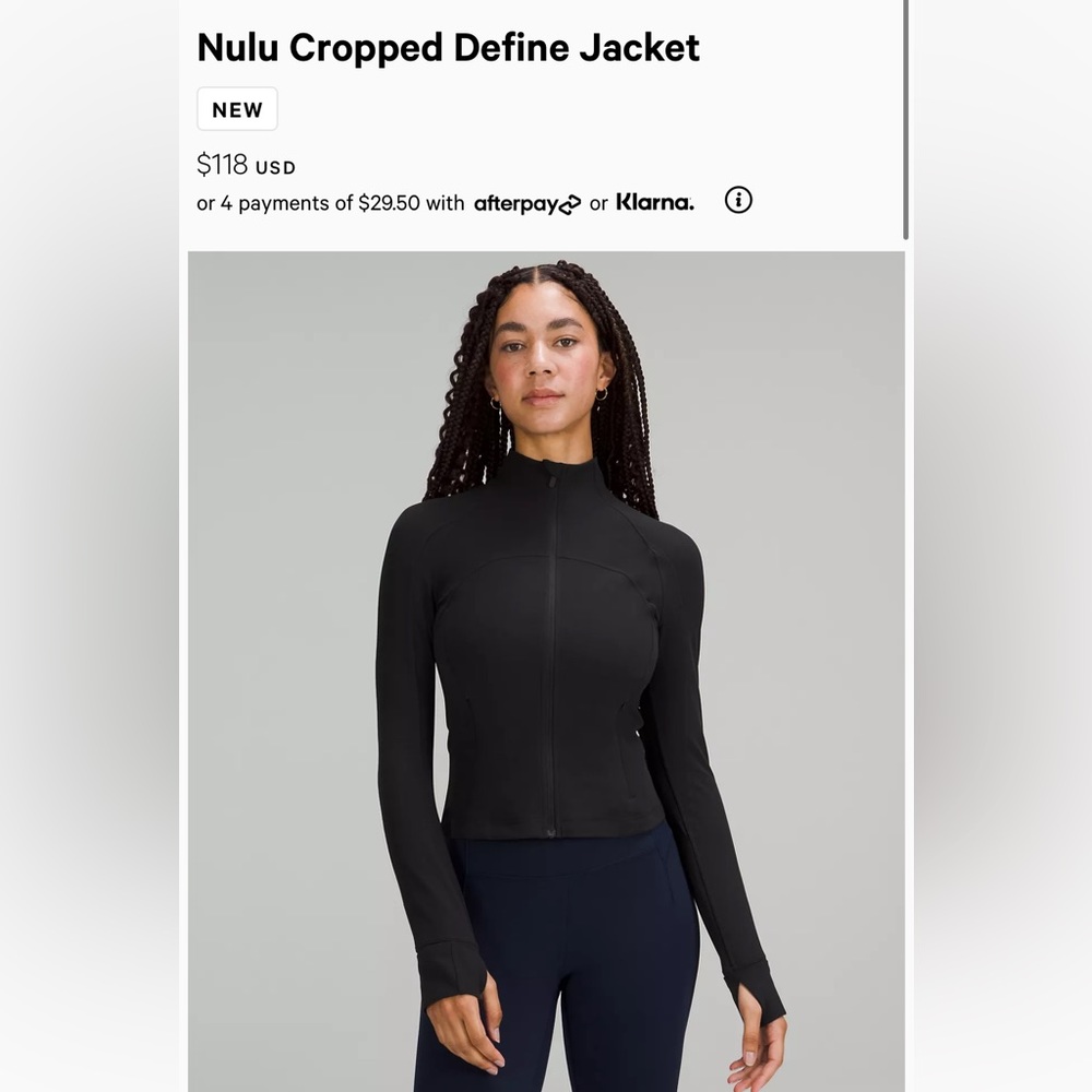 Lululemon Nulu Cropped Define Jacket